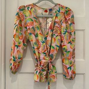 Farm rio fruit wrap blouse size XS